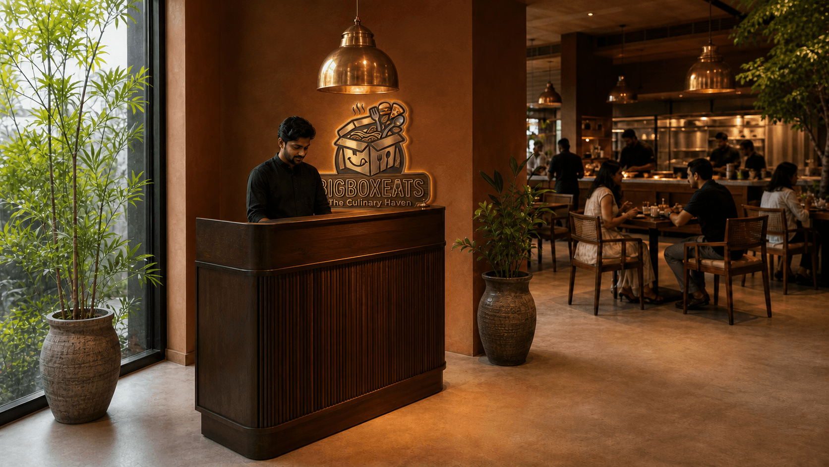 BigBoxEats reception and dining room in Kalyan Nagar